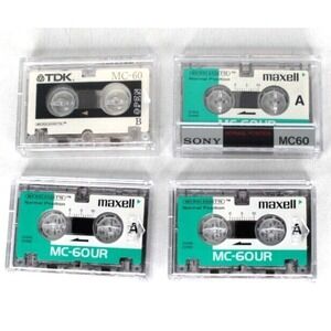 MAXELL & TDK MC-60 UR MICROCASSETTES 4 PACK 60 MINUTE LENGTH MC-60UR